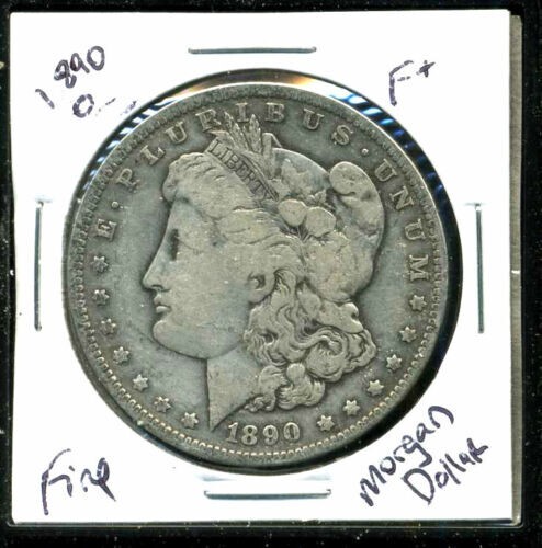 1890 O F Morgan Dollar 100 Cent American 90% Silver U.S.A $1 US FINE Coin #8355