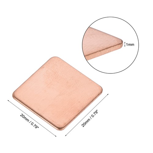 10Stk. Flach IC Chipatz Thermisch Kupfer Kühlkörper für CPU GPU RAM 20x20x1mm - Bild 2 von 4
