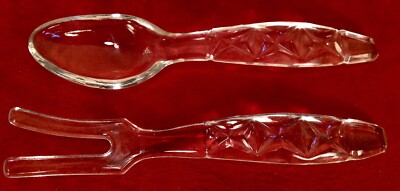 Beautiful Crystal Glass Serving SPOON and FORK Holidays or Special Occasion 9''