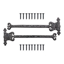 Black Door Hinges Antique Cast Iron Tee Hinge 1 Pair 332mm Fleur De Lys Tudor