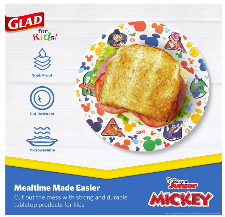 Platos de papel Glad for Kids Disney Mickey and Friends 8,5”, 40 quilates - Hacer comida Foto 3 de 4