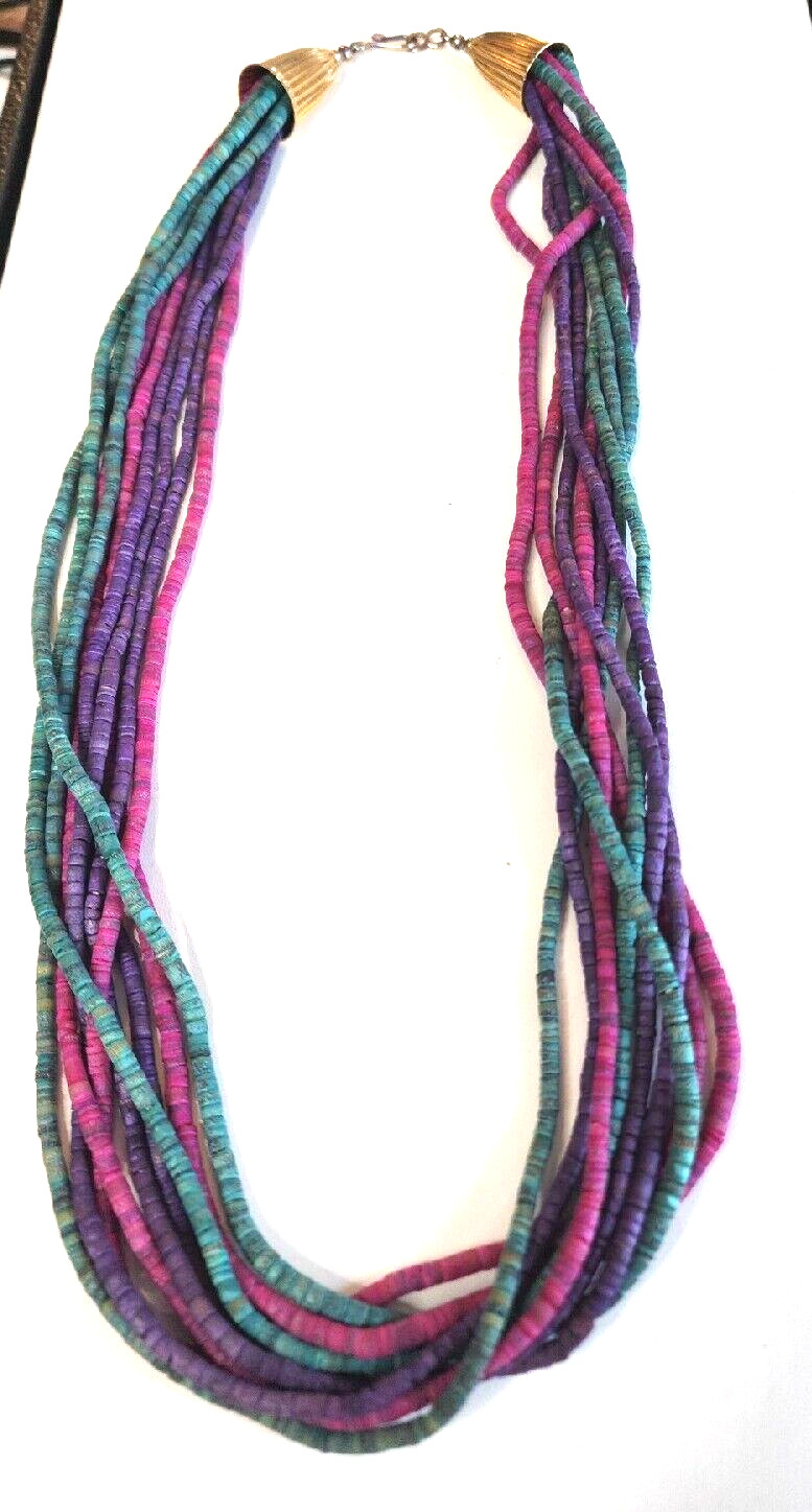 Chunky Multi Colored Multi Strand Beaded Necklace… - image 2
