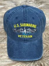 U.S. Submarine Veteran Ball Cap Silver Dolphins Navy LOW PROFILE Soft Hat BLUE