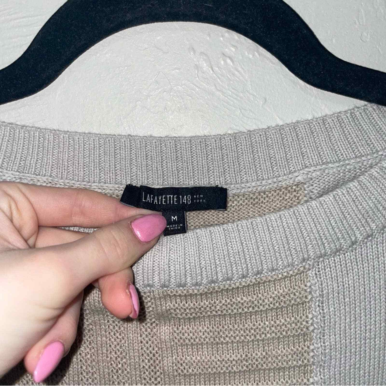 Lafayette 148 Patchwork Neutral Cotton Crewneck S… - image 3