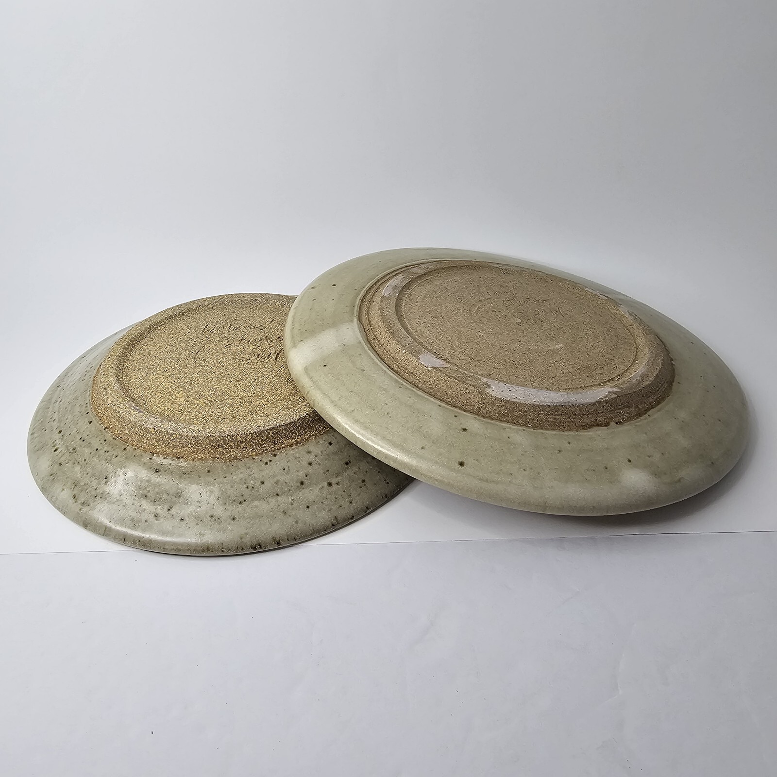 Ken Williams Studio Art Pottery Swirl Drip Glaze 8" Dinner Plates Signed (2)