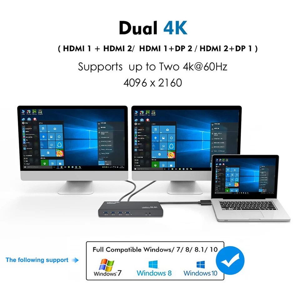 Laptop USB C Hub Dockingstation Dual 4K HDMI DP 65W PD für Mehrere Displays - Bild 3 von 4