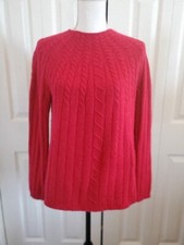 Vtg Red Angora Lambswool Sweater Womens Small Cable Knit Christmas White Stag
