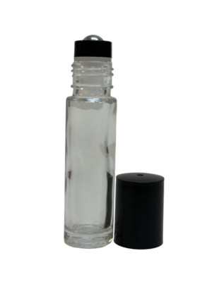 72 Pcs PLAIN 1/3 oz 10ml Glass Rollon Bottle W/BLACK Cap & Steel Roller