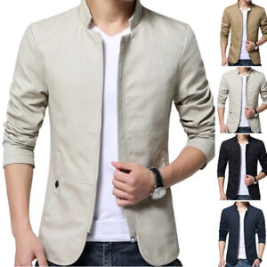 Herren Jacke Slim Fit Stehkragen Tops Blazer Mantel Strickjacke Langarm Outwear Ebay