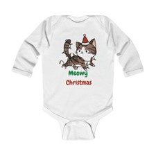 Meowy Christmas Infant Long Sleeve Bodysuit