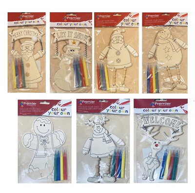 Weihnachten Kinder Holz Mal Bastelset mit 4 Stiften| Strumpf Füller Weihnachtsgeschenke