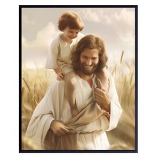 Jesus Picture Wall Art Kids - Boys Bedroom Decor - Jesus Christ Inspiring Wal...