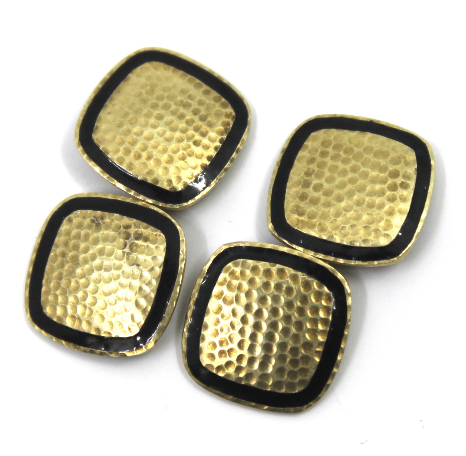 14k Solid Yellow Gold Hammered Button Square Cuff… - image 5