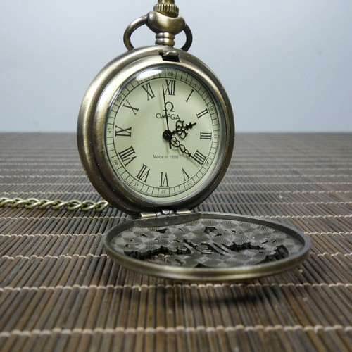 Mechanical Clock Horologe Alloy Crane Single Open Mechanical Pocket Watch - Picture 6 of 9