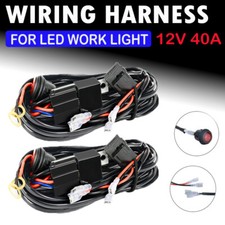 2pcs Led Light Bar Wiring Harness Kit 2 Lead 12v 40a Fuse Relay Onoff Switch