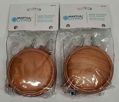 2 Martha Stewart Wood Curtain Holdback Heritage Oak Finish 683323 2 Pack New