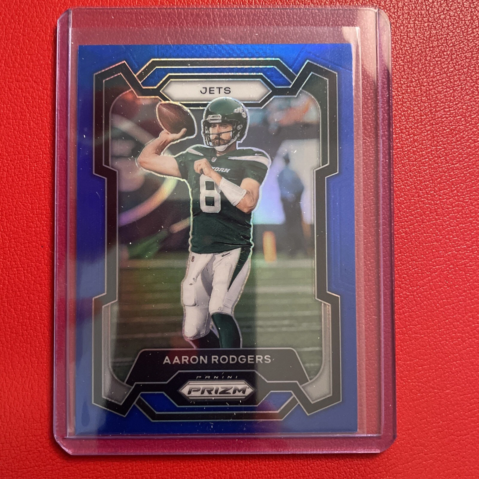 2023 Panini Prizm Aaron Rodgers #227 Blue Prizm (Jets) SP /7