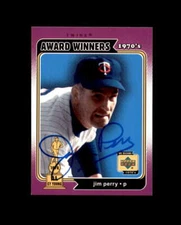 Jim Perry Signed 2001 Upper Deck Decade The 70s Award Winner Minnesota Twins Aut