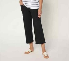 Belle by Kim Gravel Pet TripleLuxe Twill Wide Leg Crop Black Petite 12 A702105