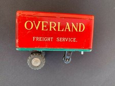 VINTAGE TIN METAL TOY RED OVERLAND FREIGHT SERVICE TRAILER