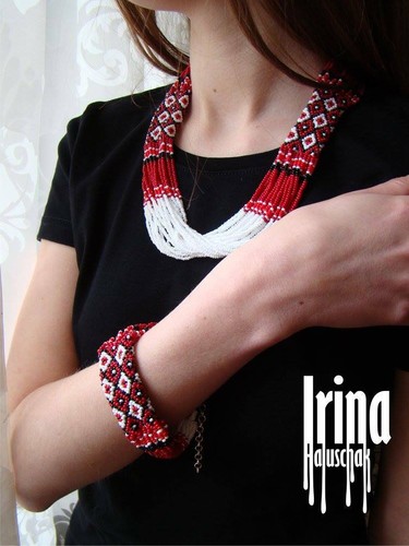 Vyshyvanka collana ucraina di perline collana multifilo di perline set gioielli - Foto 20 di 21