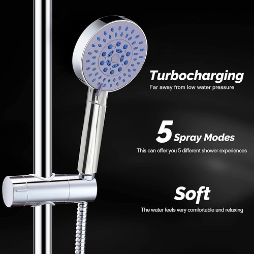 High Pressure Handheld Shower Head with 5 Spray Mode With Hose - Picture 8 of 8