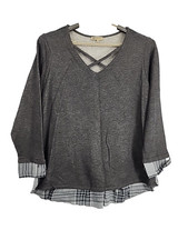 Women's Sweaters 1X, Lightweight Long Sleeves Top Grey SweaterShirt Democracy