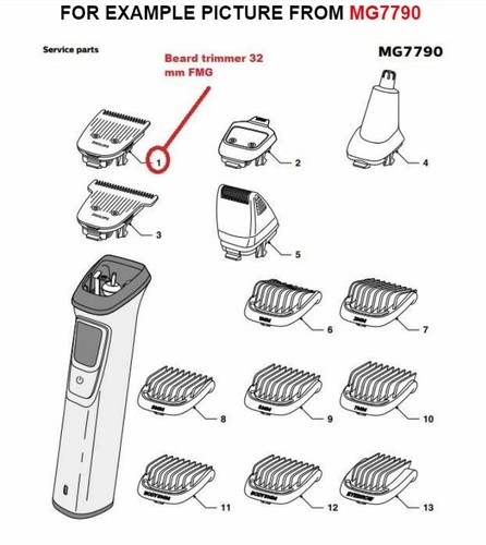 ORIGINAL Cutter Beard Trimmer Head 32mm 17 Teeth For Philips Shaver Multigroom - Picture 3 of 5