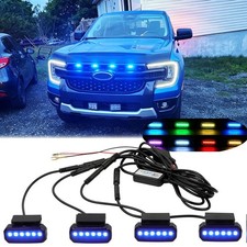 4 PIEZAS RGB LED Parrilla Frontal Parrilla Luz Estilo Raptor APP Control Para Ford Ranger
