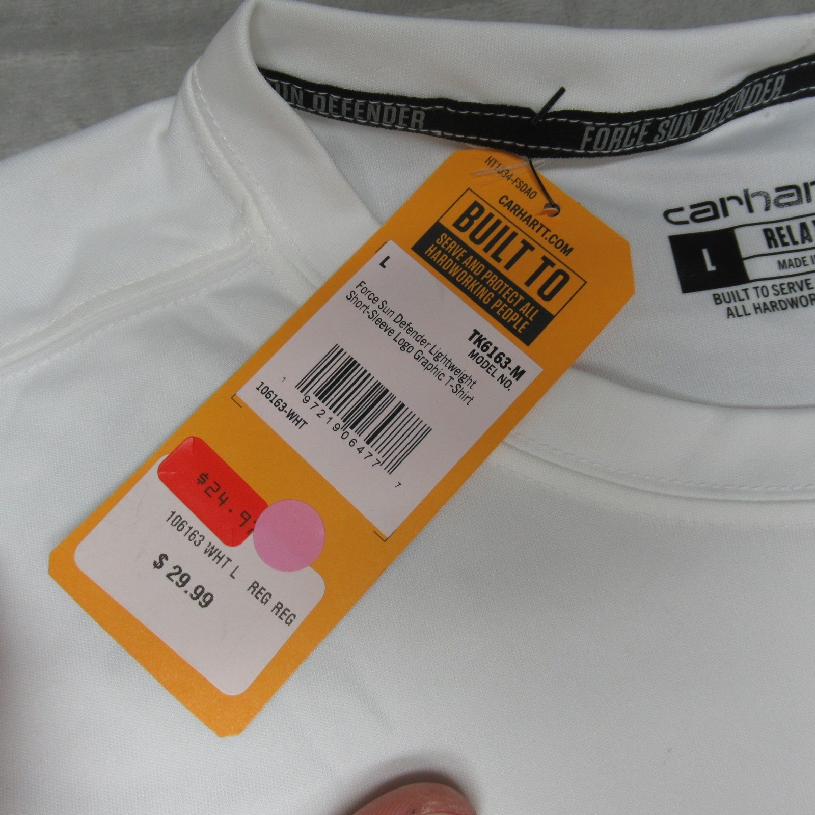 Carhartt Shirt Mens Large White Force Sun Defender Short Sleeve Relaxed $30 NEW thumbnail 4