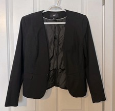 H M- black waist length button blazer- very lightly worn- size 8
