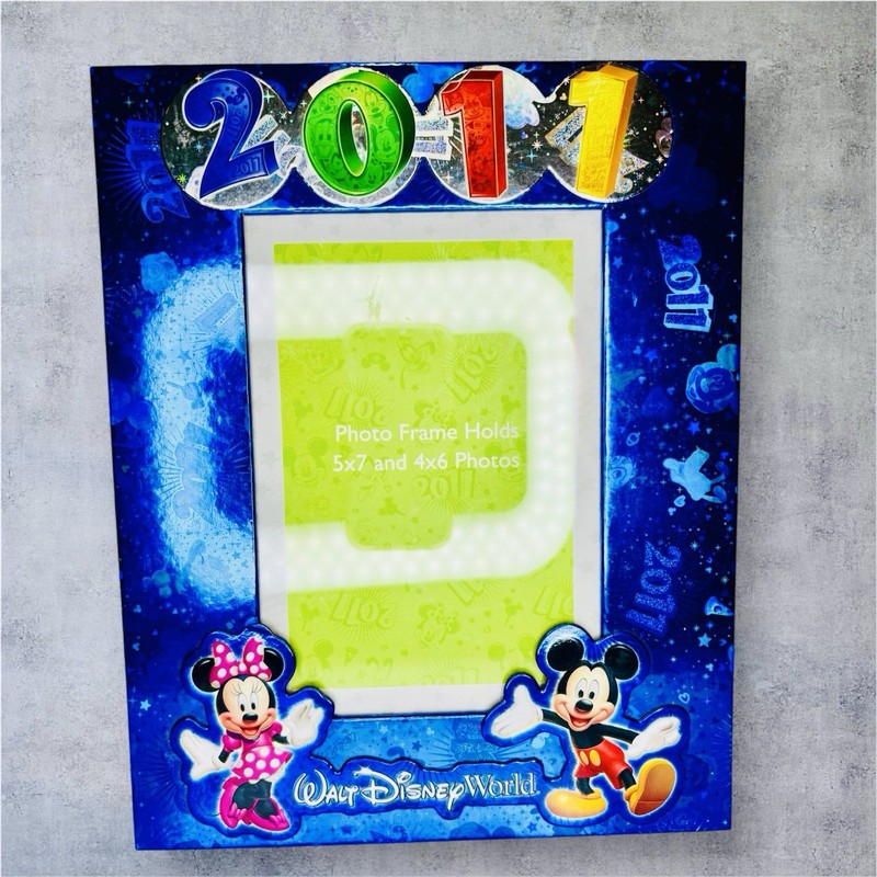 Disney Parks Walt Disney World 5 X7” &4x6” Picture Frame 2011 Blue Mickey Minnie
