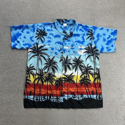 HAWAII Hemd Hawaiishirt Floral L Magnum Rockabilly Hawaiianer Aloha 23117 Blau