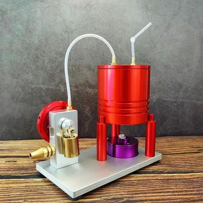 Mini Steam Engine Model w/ Boiler Alcohol Lamp Full Metal Toy