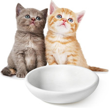 White Cat Bowl, Marble Food and Water Bowl for Cat and Small Dog, Heavyweight 1.