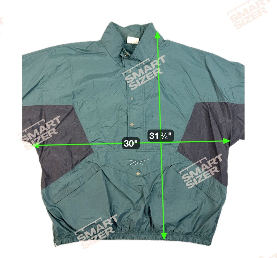 Vtg 90s Reebok 1/2 Zip Pouch Windbreaker Pullover Nylon Jacket Men's 2XL Lined - Image 3 of 4