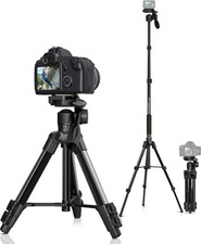 66.7" Camera Tripod Monopod with 3-Way Swivel Head, Aluminum Camera Stand