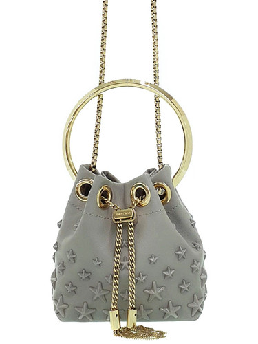 Jimmy Choo Chain Shoulder Leather Gray Shoulder Bag Women's #TB1316