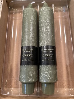Root Timberline Collenette Dark Olive Green Taper Candles 5  Set of 2