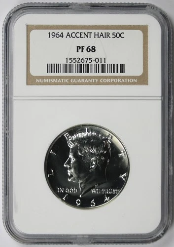 1964 Accent Hair Kennedy Silver Half Dollar 50C Proof PF 68 NGC