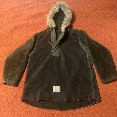 Vtg 1940’s WWII US Army Military Pile Field Parka Liner Jacket Size S Fur Hood