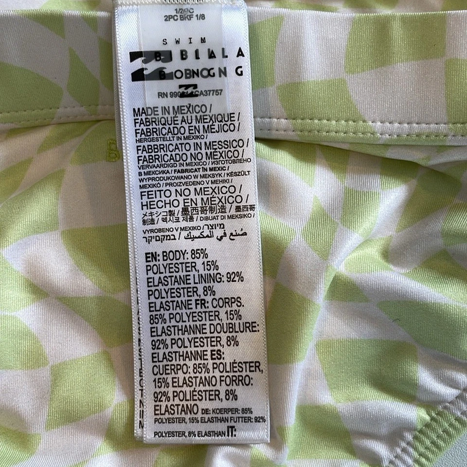 Billabong Lime and White Bikini Set Girls Size 7 - Image 4 of 4