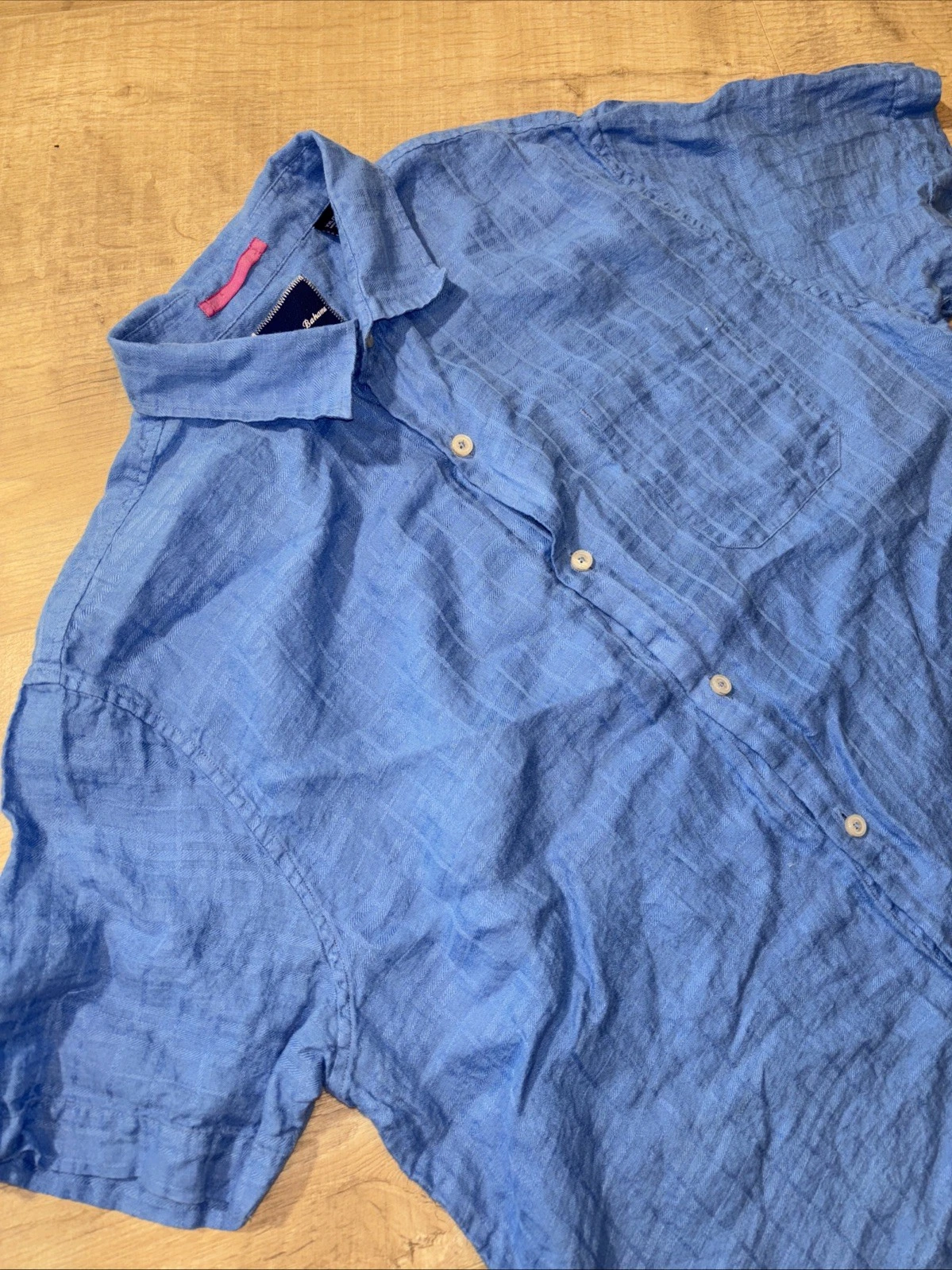 Tommy Bahama Casual Shirt Men's 2XL Blue Linen Short Sleeve Collared Button I10