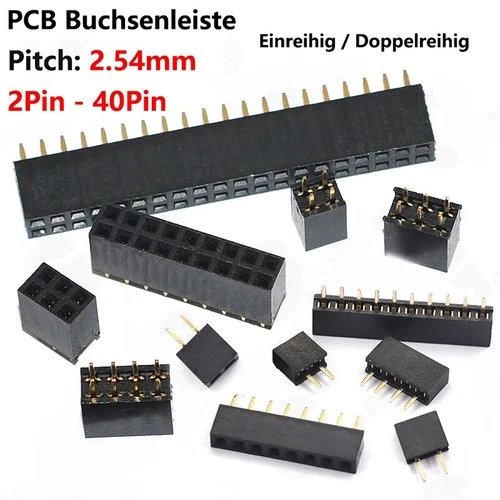 Buchsenleiste 2.54mm Weiblich Single/Double Row Pin Header Breadboard Raspberry
