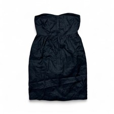 NEW Ann Taylor LOFT Black 100% Linen Strapless Sweetheart Mini Dress 00 XXS