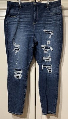 AMERICAN EAGLE The Dream Jean DARK RISE Distress Curvy Super Hi-Rise Jegging 22R