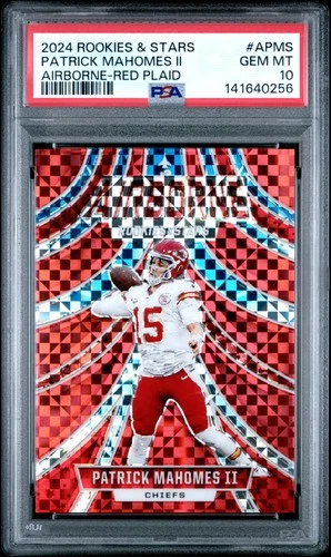 2024 PANINI ROOKIES & STARS AIRBORNE RED PLAID #APMS PATRICK MAHOMES II PSA 10