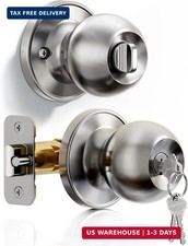 Keyed Entry Door Knob with Lock for Exterior Interior, Brushed Nickel He