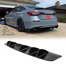 Rear Bumper Diffuser Lip Shark 7 Fins Spoiler Splitter Body Kit For Honda Civic