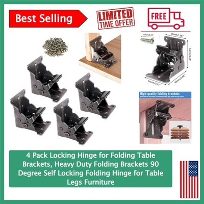 4 Pack Heavy Duty Locking Hinges - 500 lbs Capacity for Secure Folding Furniture